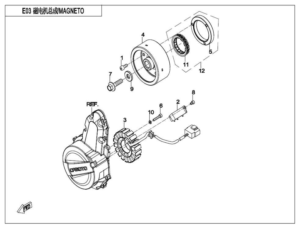 700MT 2026 E03 Magneto exploded diagram